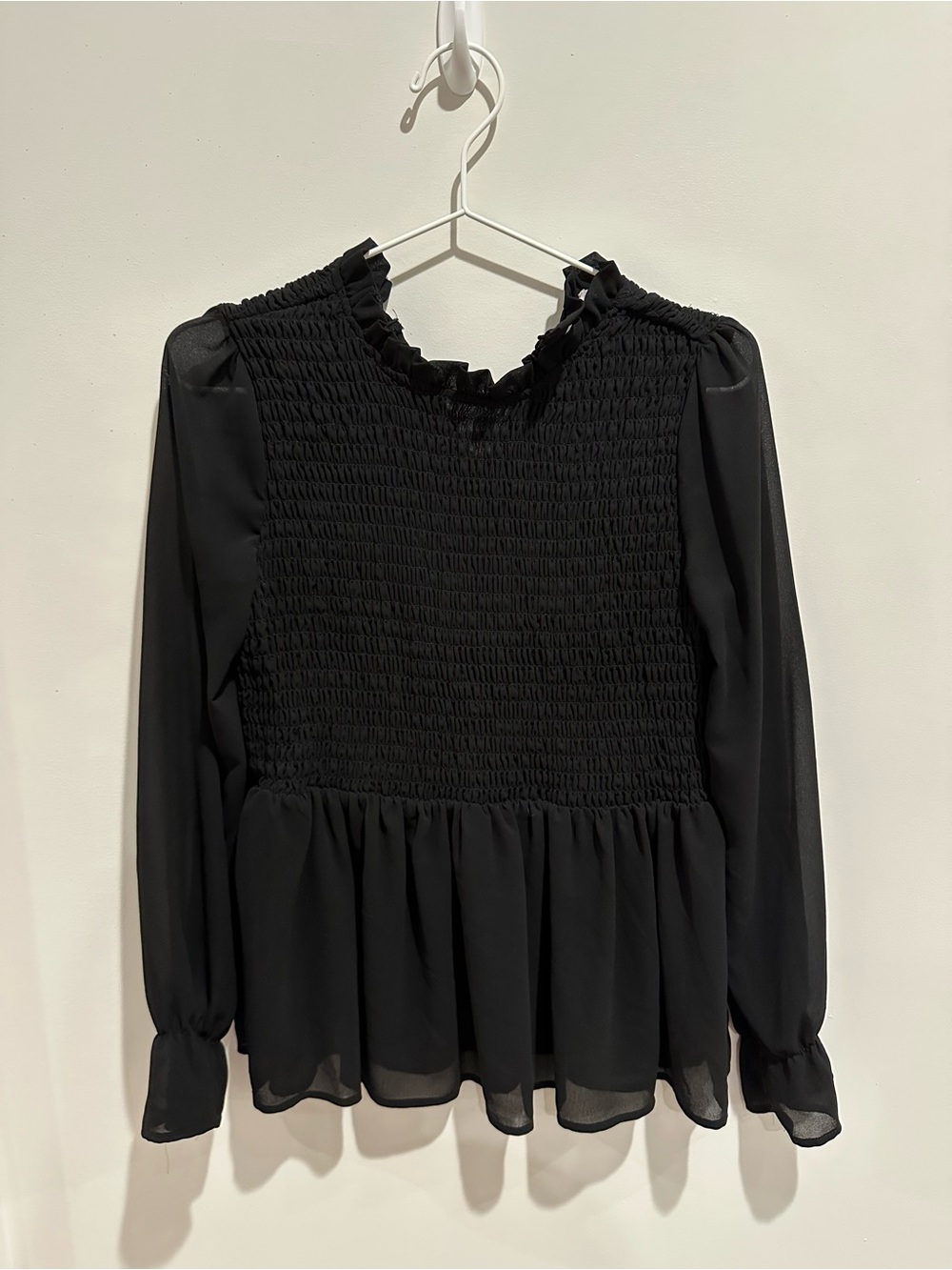 Wilfred Black Smocked Peplum Top